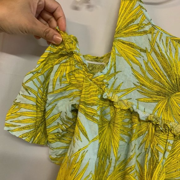 CLOSING SALE Tropical Print Cold Shoulder Blouse - Picture 5 of 5